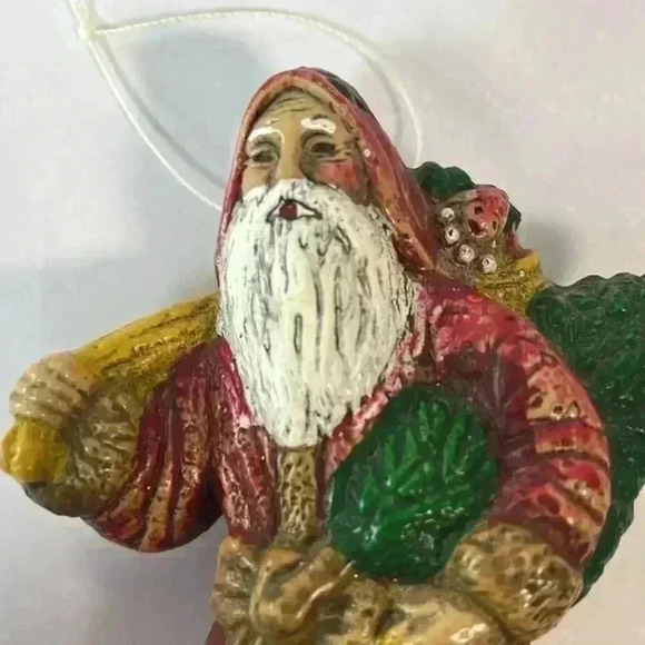 Vintage Santa Clause‎ Resin Hard Plastic Blown Ornament Father Christmas 7" Tall - Picture 3 of 4